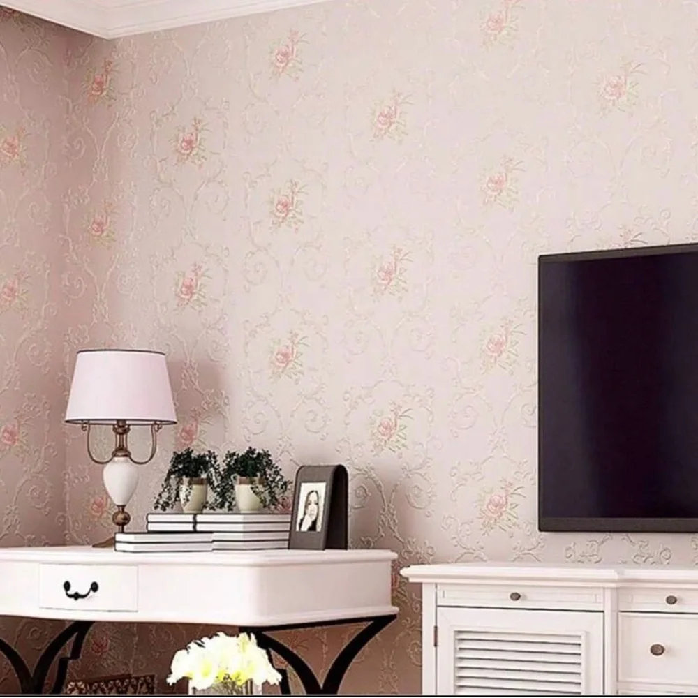 Self-Adhesive European-Style 3D Floral Wallpaper (Set of 4 Rolls)